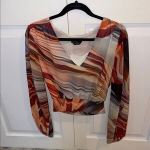 bebe Multicolor V-Neck Crop Top
